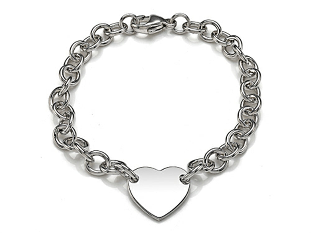FJC Finejewelers 925 Sterling Silver Small 7 inch Heart Charm Bracelet