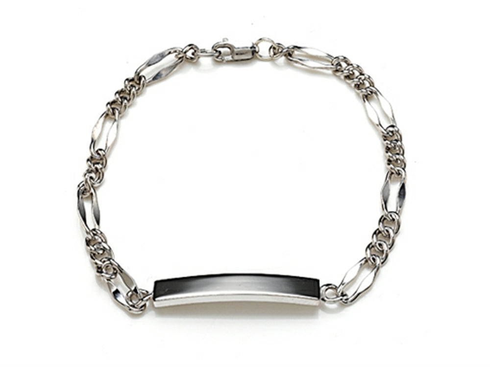 FJC Finejewelers 925 Sterling Silver 6 inch Small ID Bracelet with Figaro Chain