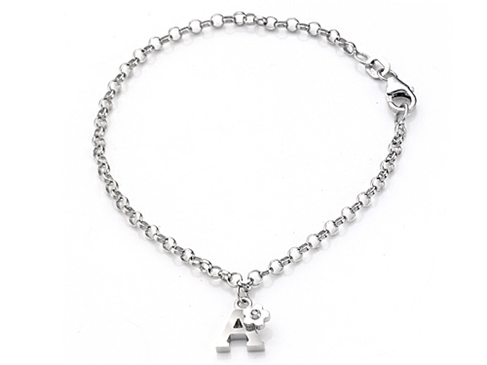 FJC Finejewelers 925 Sterling Silver Small 6.5 Inch Letter A Charm Bracelet