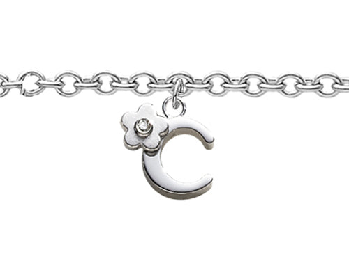 FJC Finejewelers 925 Sterling Silver Small 6.5 Inch Letter C Charm Bracelet