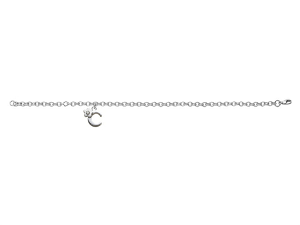 FJC Finejewelers 925 Sterling Silver Small 6.5 Inch Letter C Charm Bracelet
