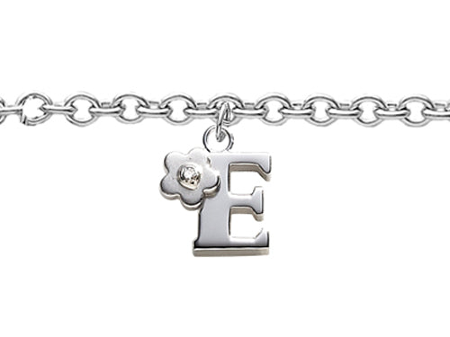 FJC Finejewelers 925 Sterling Silver Small 6.5 Inch Letter E Charm Bracelet