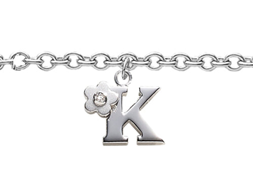 FJC Finejewelers 925 Sterling Silver Small 6.5 Inch Letter K Charm Bracelet