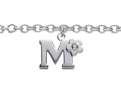 FJC Finejewelers 925 Sterling Silver Small 6.5 Inch Letter M Charm Bracelet