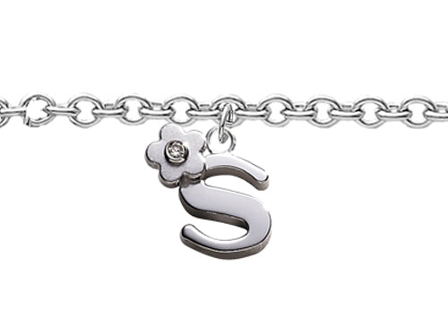 FJC Finejewelers 925 Sterling Silver Small 6.5 Inch Letter S Charm Bracelet