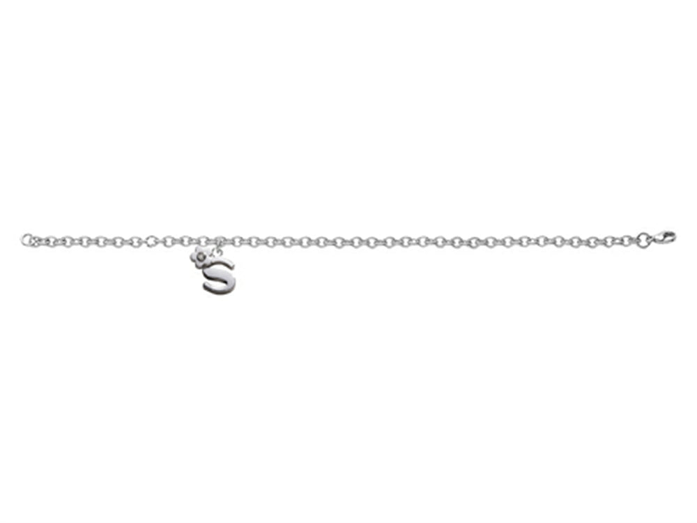 FJC Finejewelers 925 Sterling Silver Small 6.5 Inch Letter S Charm Bracelet