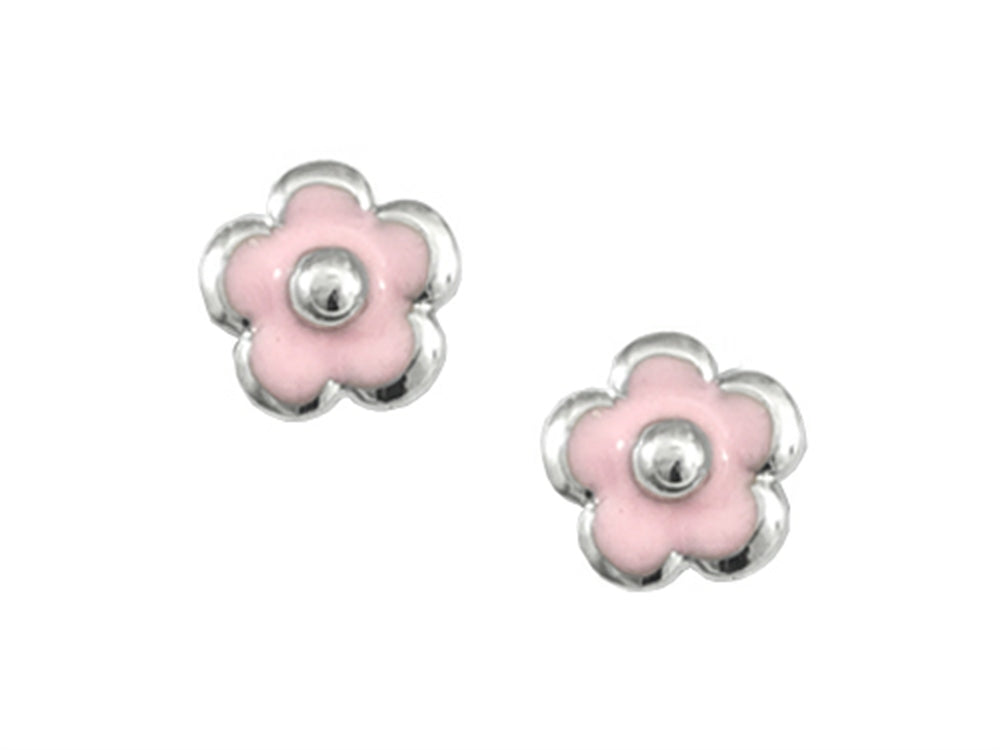 FJC Finejewelers 925 Sterling Silver Small Pink Flower Earrings