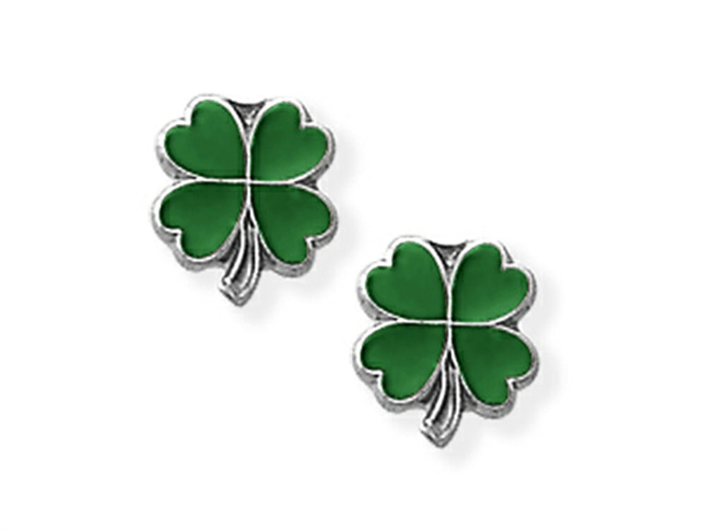 FJC Finejewelers 925 Sterling Silver Small Green 4 Leaf Clover Earrings