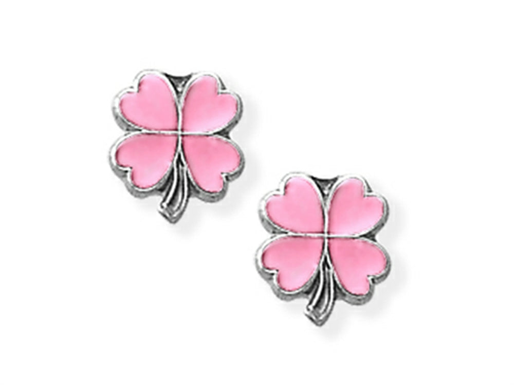 FJC Finejewelers 925 Sterling Silver Small Pink 4 Leaf Clover Earrings