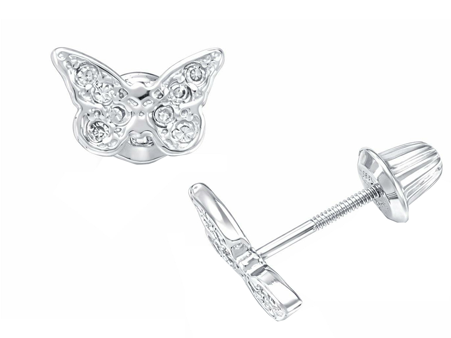FJC Finejewelers 925 Sterling Silver Small Butterfly Earrings with White CZ's