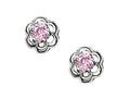 FJC Finejewelers 925 Sterling Silver Small Flower Earrings with Pink CZ's