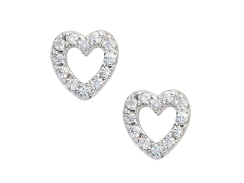 FJC Finejewelers 925 Sterling Silver Small Open Heart Earrings with White CZ's