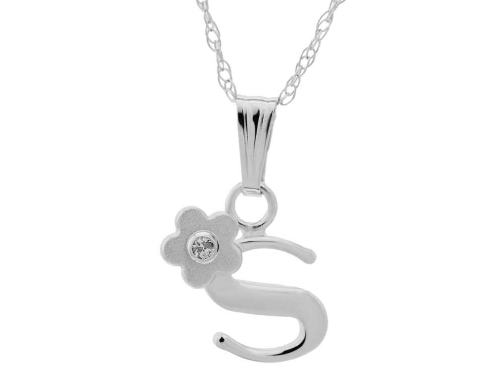 FJC Finejewelers 925 Sterling Silver Small Letter S Charm Pendant Necklace on 14 Inch Chain