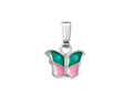 FJC Finejewelers 925 Sterling Silver Small Pink and Green Butterfly Pendant Necklace on 14 Inch Chain
