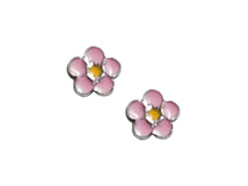 FJC Finejewelers 925 Sterling Silver Small Pink and Yellow 4mm Flower Earrings