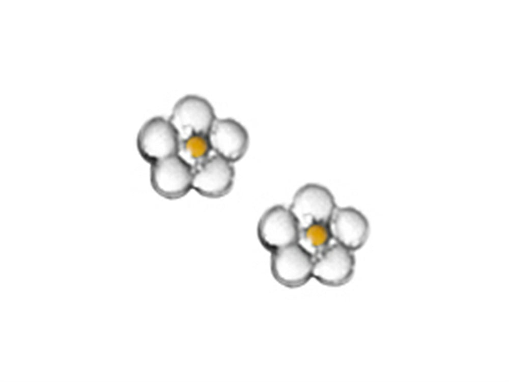 FJC Finejewelers 925 Sterling Silver Small White and Yellow Flower Earrings