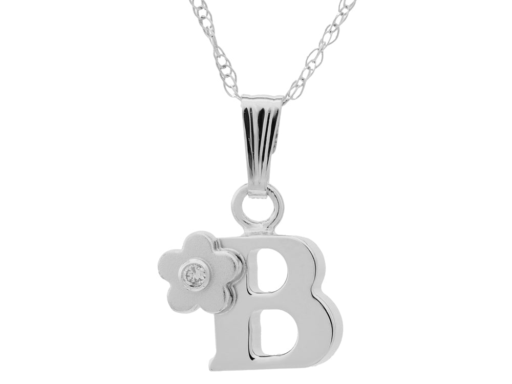 FJC Finejewelers 925 Sterling Silver Small Letter B Charm Pendant Necklace on 14 Inch Chain