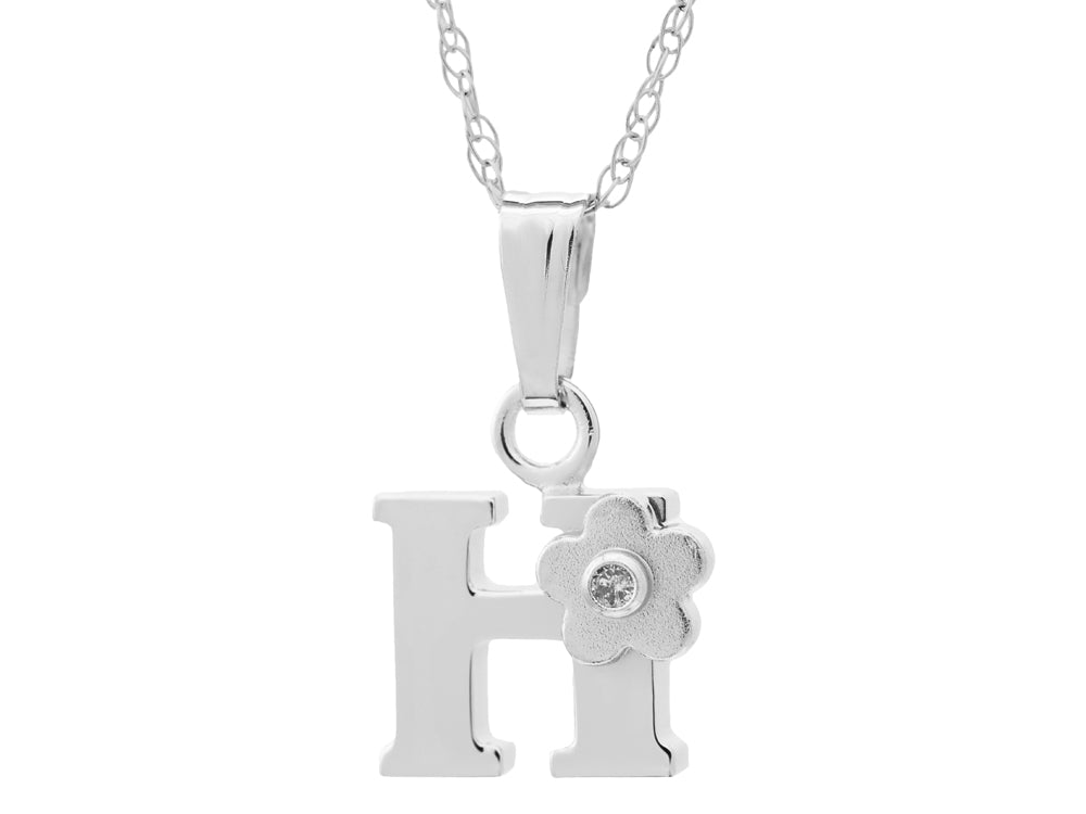 FJC Finejewelers 925 Sterling Silver Small Letter H Charm Pendant Necklace on 14 Inch Chain
