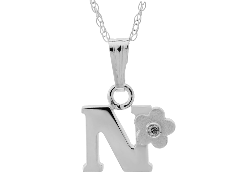 FJC Finejewelers 925 Sterling Silver Small Letter N Charm Pendant Necklace on 14 Inch Chain