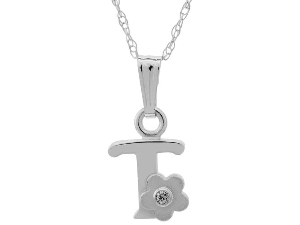FJC Finejewelers 925 Sterling Silver Small Letter T Charm Pendant Necklace on 14 Inch Chain