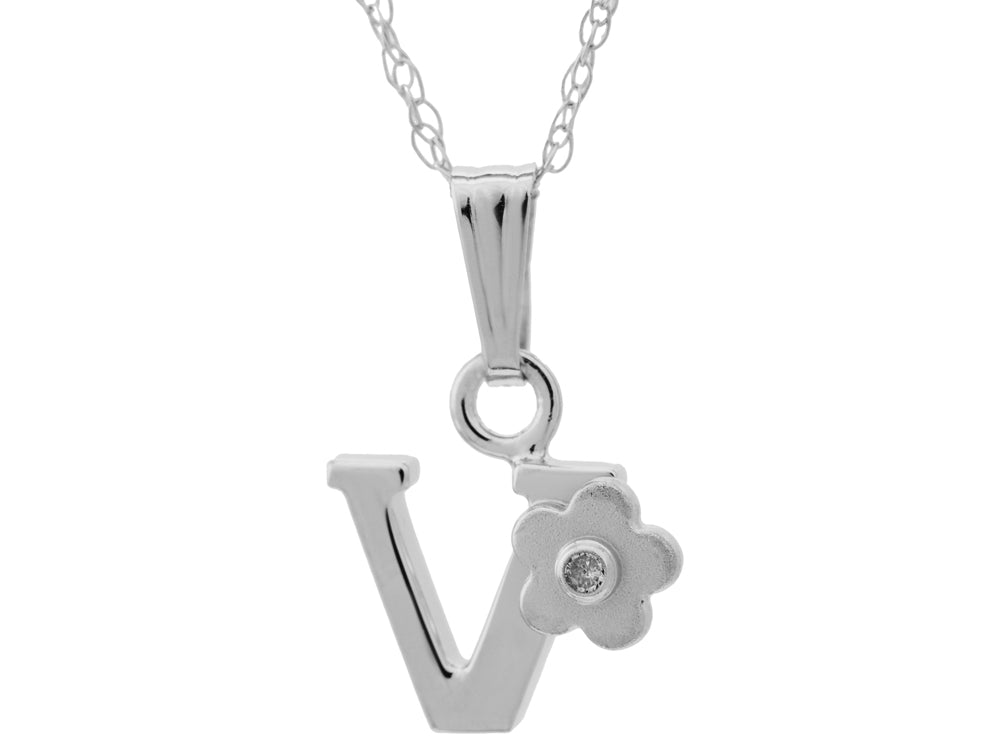 FJC Finejewelers 925 Sterling Silver Small Letter V Charm Pendant Necklace on 14 Inch Chain