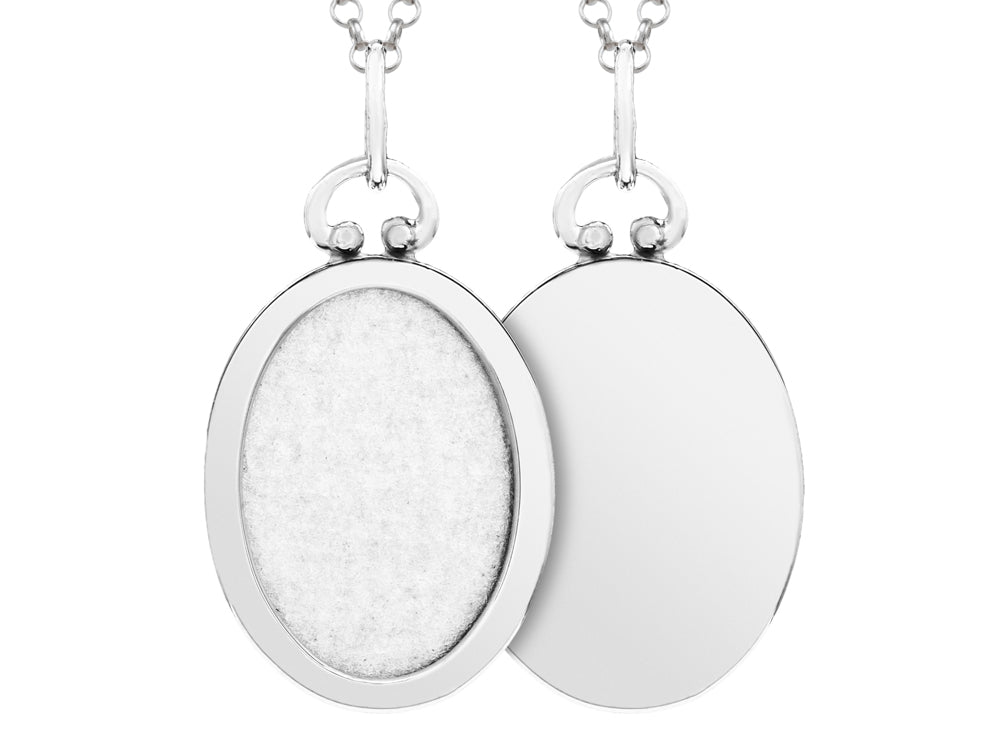 FJC Finejewelers Sterling Silver Oval Picture Charm Pendant Necklace