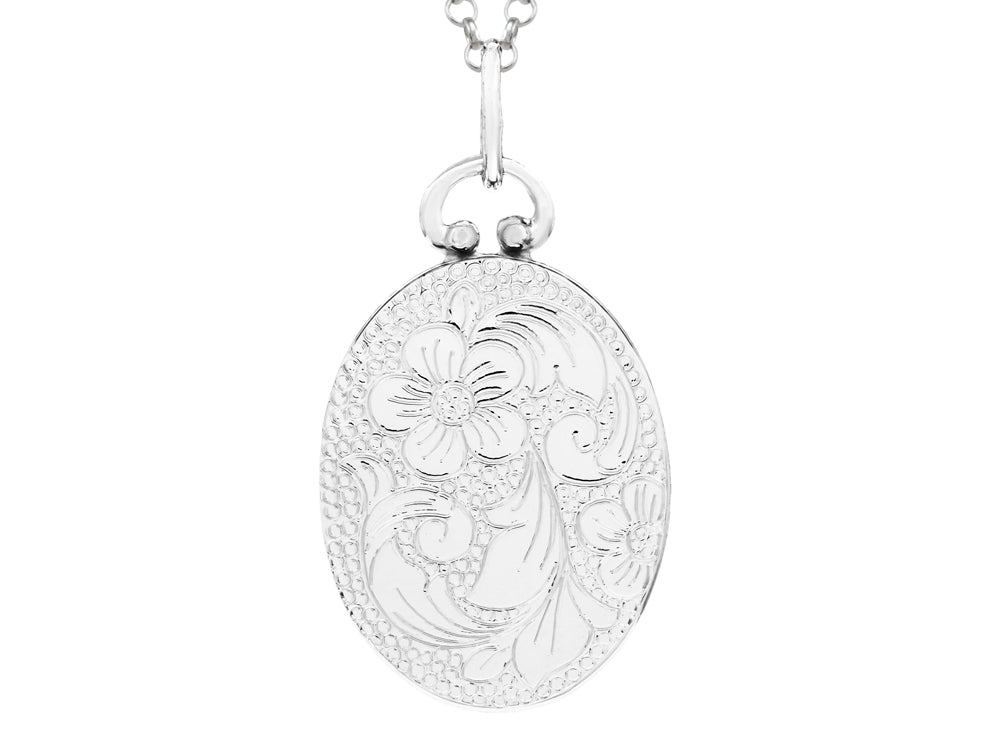FJC Finejewelers Sterling Silver Oval Picture Charm Pendant Necklace
