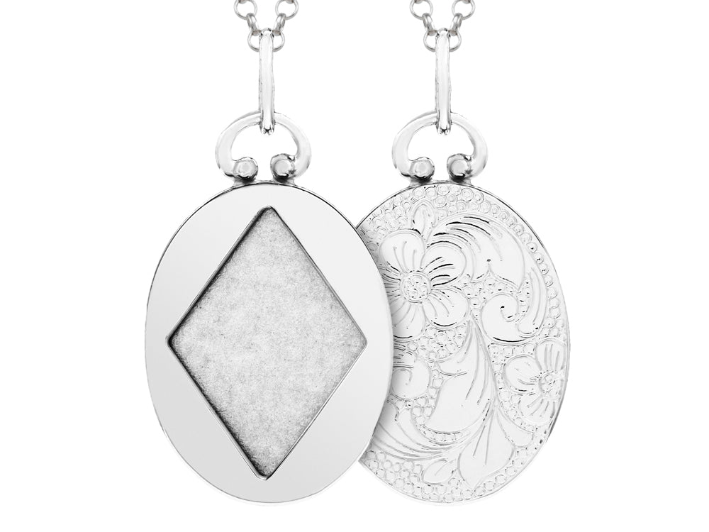 FJC Finejewelers Sterling Silver Oval Picture Charm Pendant Necklace