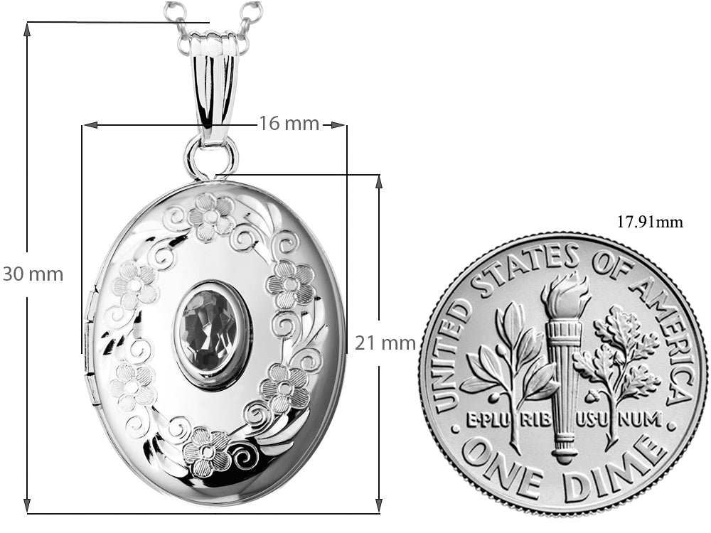 FJC Finejewelers Sterling Silver Oval Locket Pendant Necklace with Genuine Citrine November Birthstone