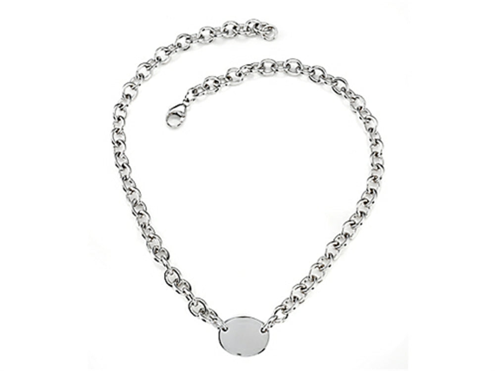 FJC Finejewelers Sterling Silver 18 inches Oval Charm Necklace