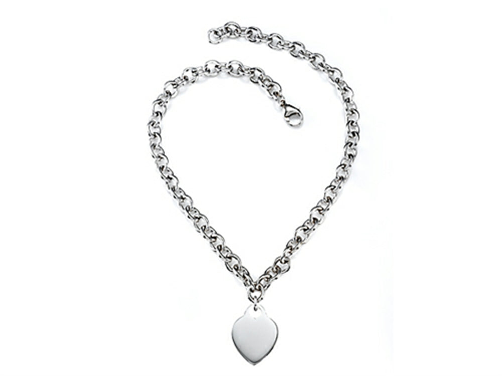 FJC Finejewelers Sterling Silver 18 inches Heart Drop Charm Necklace