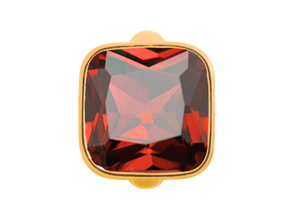 Endless Jewelry Big Garnet Cube Garnet Crystal Gold-Tone Finish
