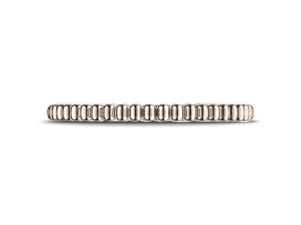 Benchmark 14k Rose Gold 2mm Gear Cut Design Wedding Band Ring