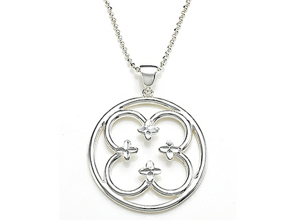Finejewelers 925 Sterling Silver Floral Pendant Necklace / Neckalce