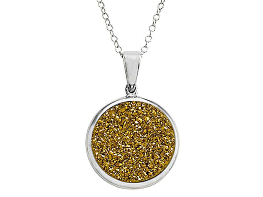 FJC Finejewelers 925 Sterling Silver Yellow Drusy Pendant Necklace