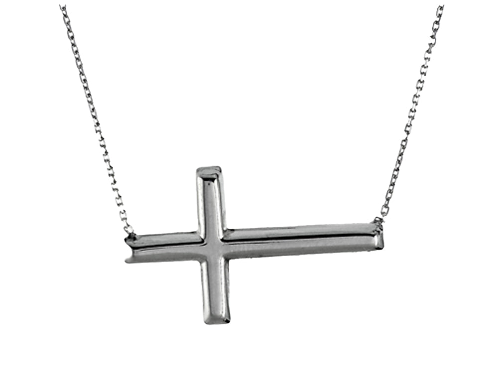 Finejewelers 925 Sterling Silver Sideways Cross Pendant Necklace on 18 Inch Chain