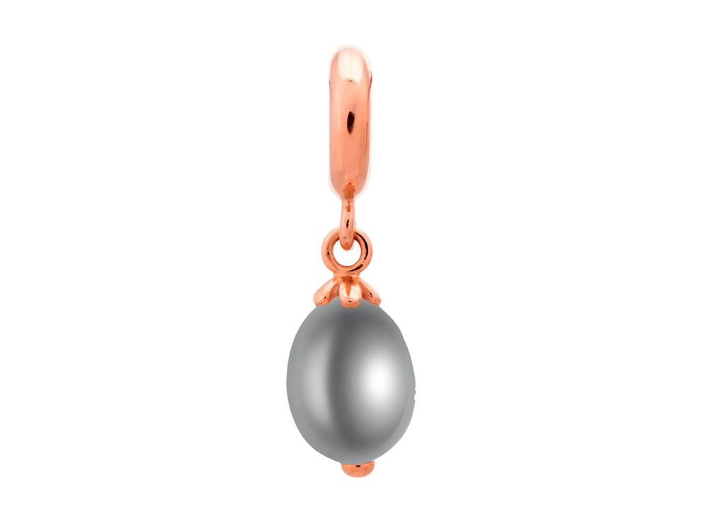 Endless Jewelry Grey Pearl Drop Grey Pearl Rose Gold-Tone Finish