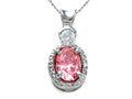 Zoe R Fancy Pink CZ Pendant Necklace with Small Side Diamonds (0.02 ct)