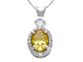 Zoe R Fancy Yellow CZ Pendant Necklace with Small Side Diamonds (0.02ct)