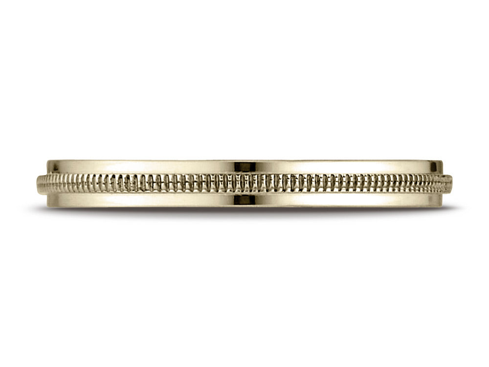 Benchmark 14k Gold 2mm High Polished Milgrain Center Design Wedding Band Ring