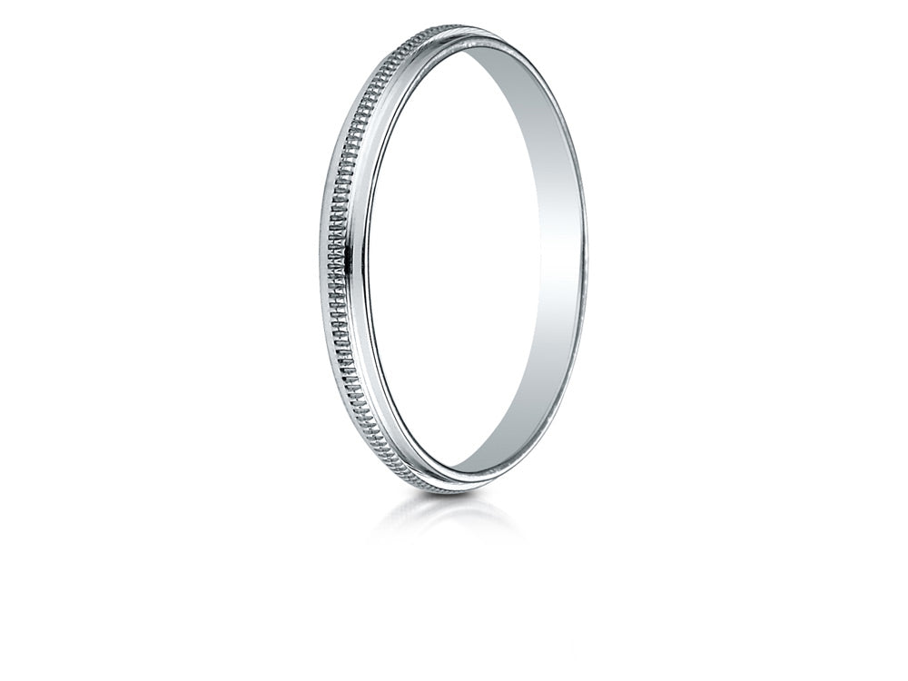 Benchmark 14k Gold 2mm High Polished Milgrain Center Design Wedding Band Ring