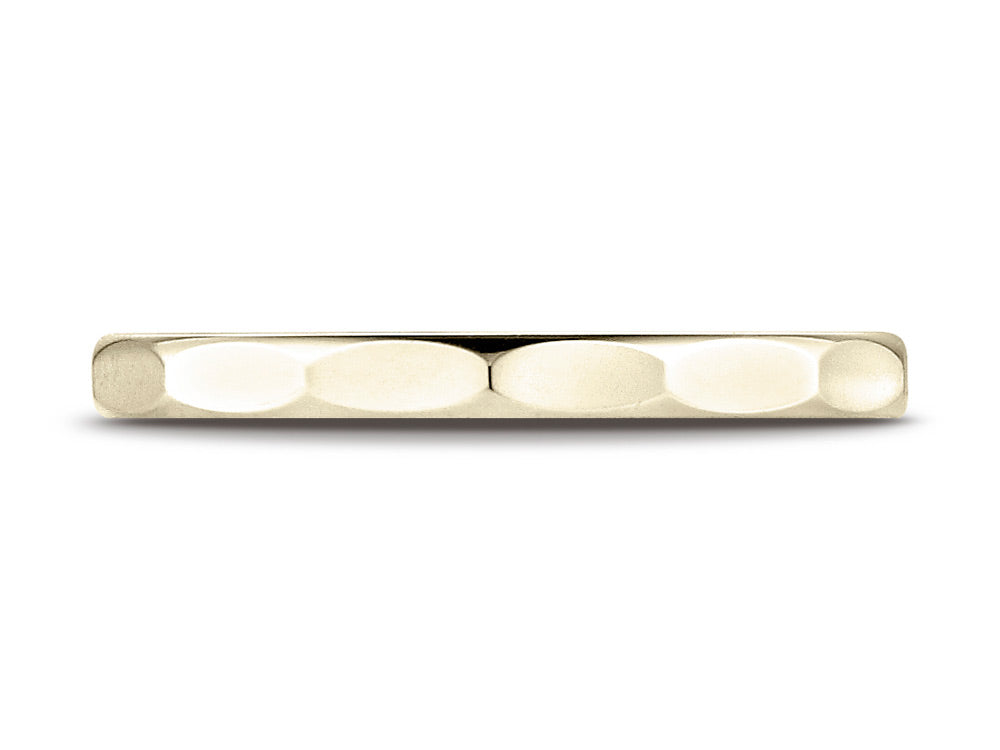 Benchmark 14k Gold 2mm High Polished Faceted Design Wedding Band Ring