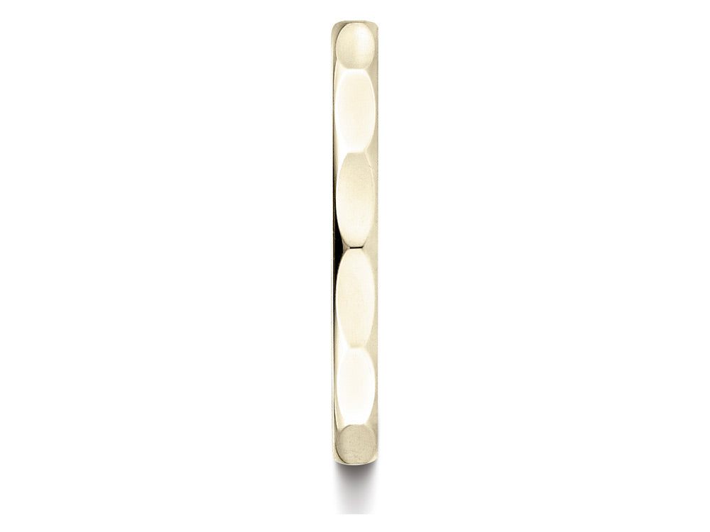 Benchmark 14k Gold 2mm High Polished Faceted Design Wedding Band Ring