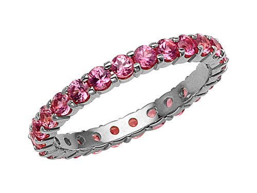 Karina B Genuine Pink Sapphire Shared Prongs Eternity Band