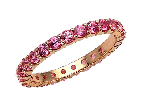 Karina B Genuine Pink Sapphire Shared Prongs Eternity Band