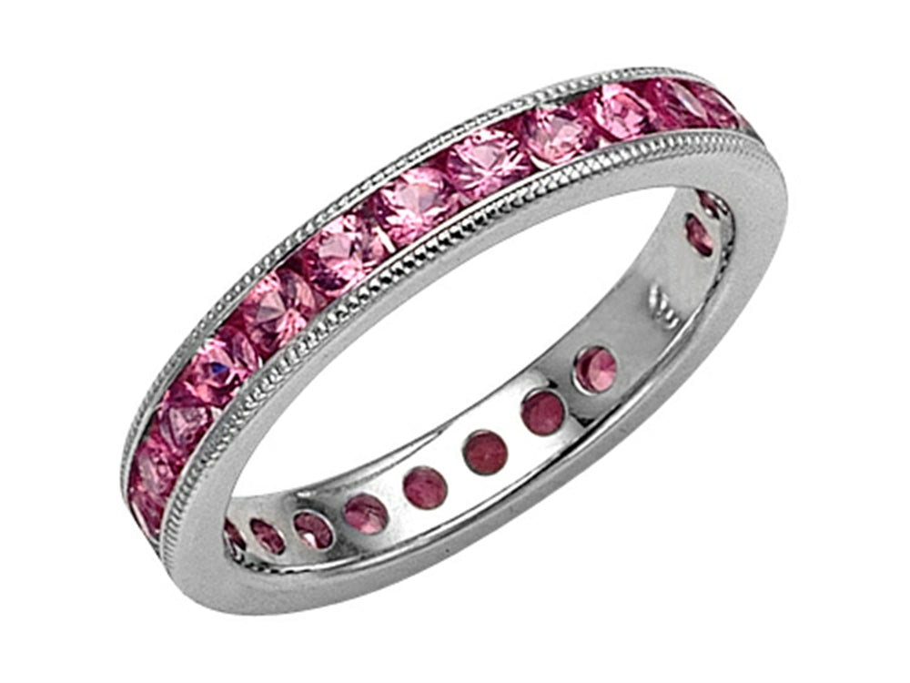 Karina B Pink Sapphire Eternity Band With Millgrain