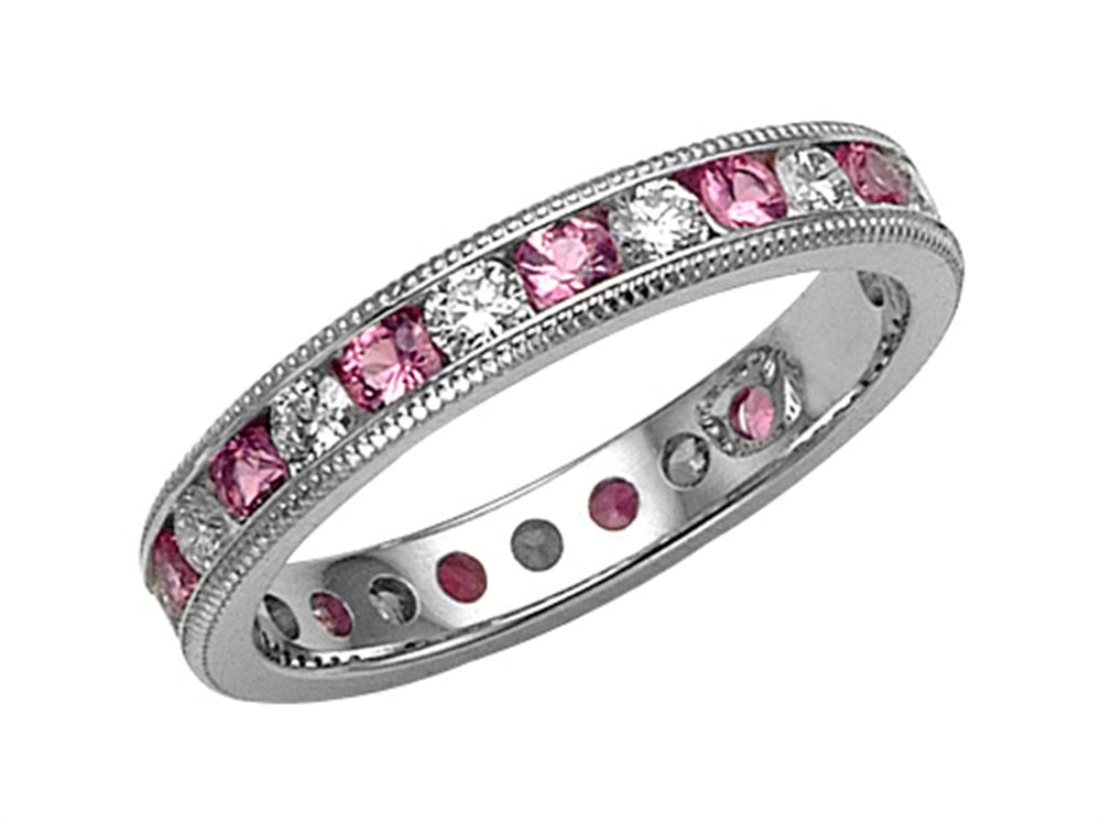 Karina B Genuine Pink Sapphire Eternity Band