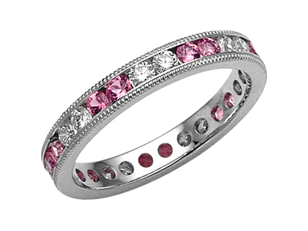 Karina B Pink Sapphire Eternity Band With Millgrain