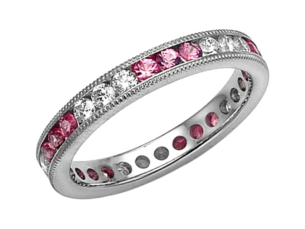 Karina B Genuine Pink Sapphire Eternity Band With Millgrain