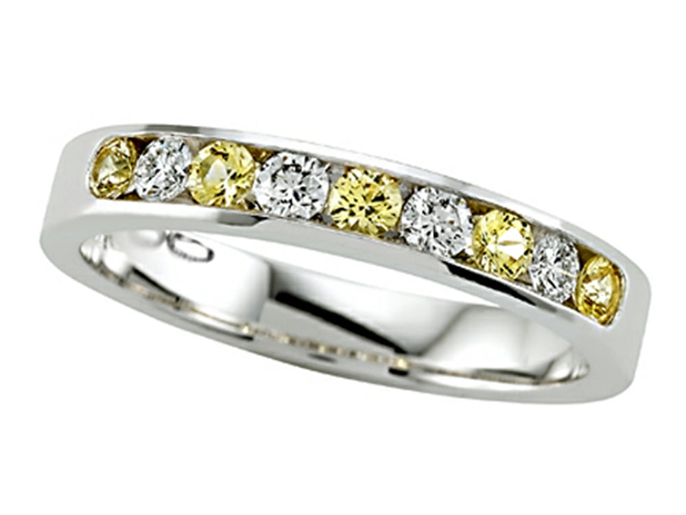 Karina B Round Diamond and Yellow Sapphire Band